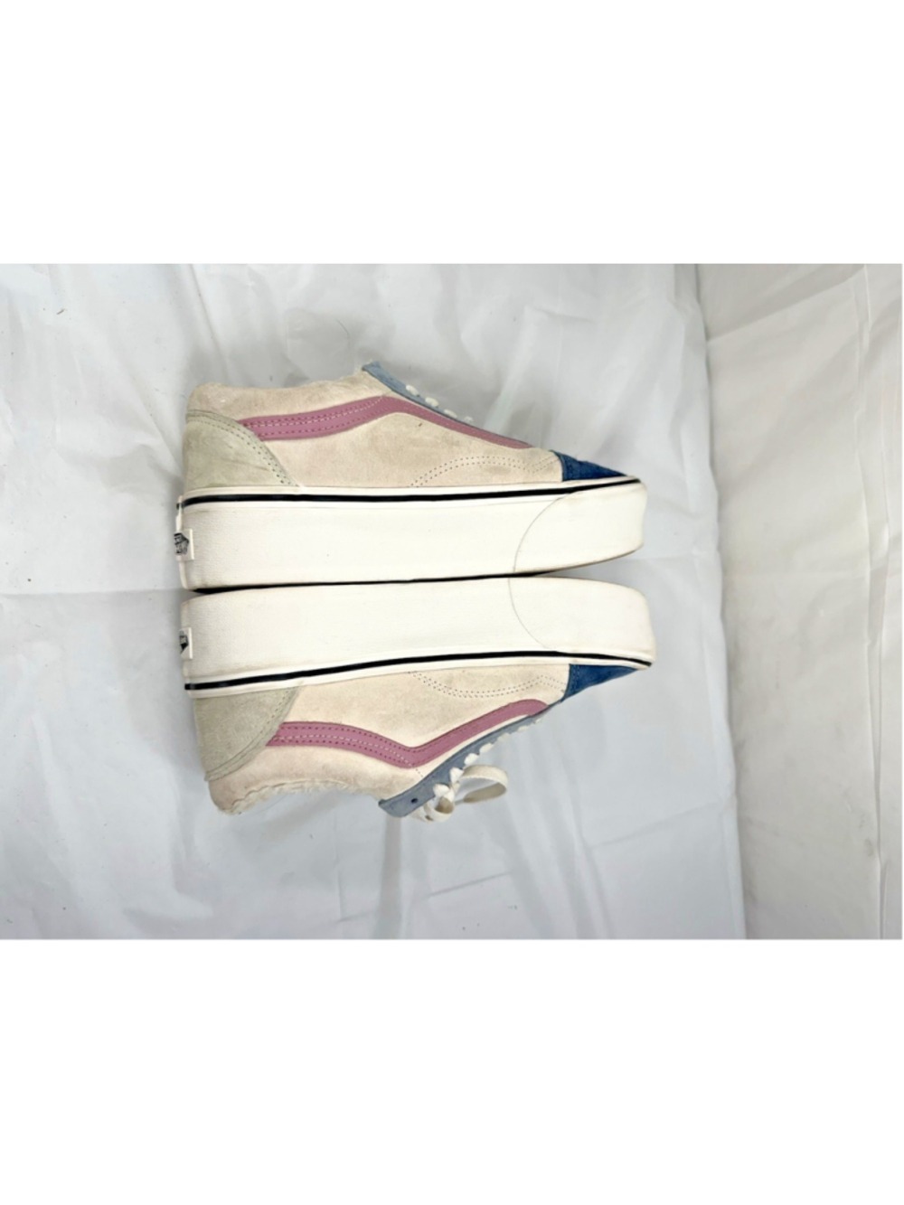 VANS Old Skool Sneakers Stackform Low Suede Sherpa White Blue size 8 - Picture 5 of 16